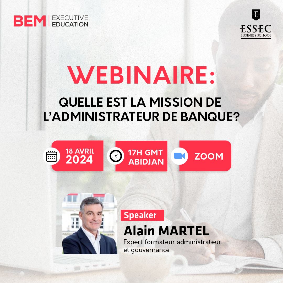 WEBINAIRE: LA MISSION DE L'ADMINISTRATEUR DE BANQUE